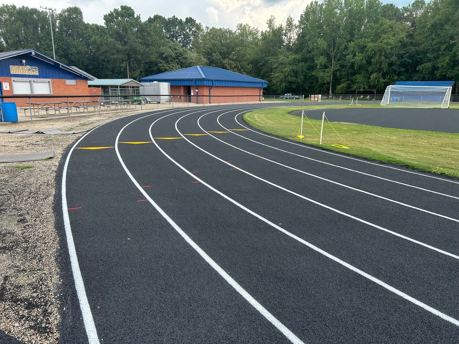 Jordan-Matthews has a new rubber track after replacing the running surface as part of a facilities improvement project (Photo by Asheebo Rojas, Chatham News & Record)